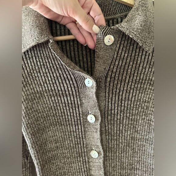 Rails Rory Sweater in Brown Multi Luxury Women’s Cardigan Ribbed Silk Blend S - Picture 7 of 11